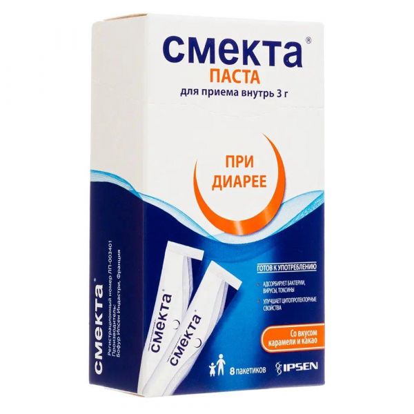 Смекта 3г паста д/пр.внутр. №8 пак.  карамель какао (Beaufour ipsen industrie)