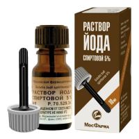 Йод 5% 10мл р-р спирт.д/пр.наружн. №1 фл.  с лопаткой (МОСКОВСКАЯ ФФ)
