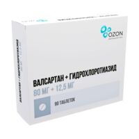 Валсартан-гидрохлоротиазид 80мг+12,5мг таб.п/об.пл. №90 (АТОЛЛ)