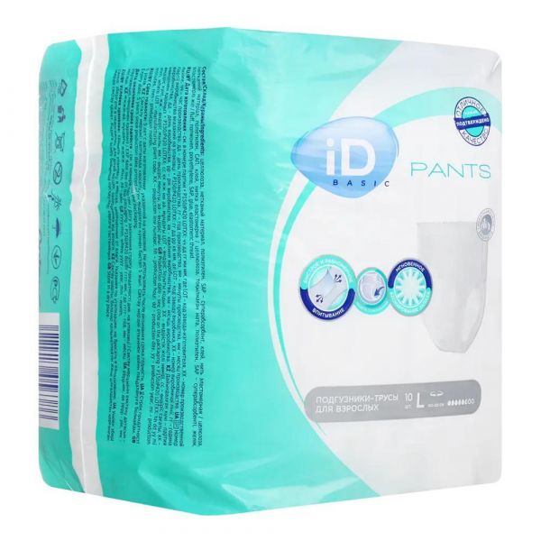 Подгузники-трусы айди №10 pants basic р.l 180905716 (Ontex bvba)