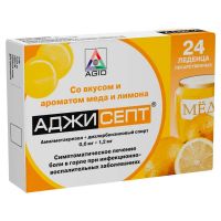 Аджисепт таб.д/рассас. №24 мед лимон (АДЖИО)