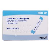 Депакин хроносфера 100мг гран.д/пр.внутр.пролонг. №30 пак. (САНОФИ)