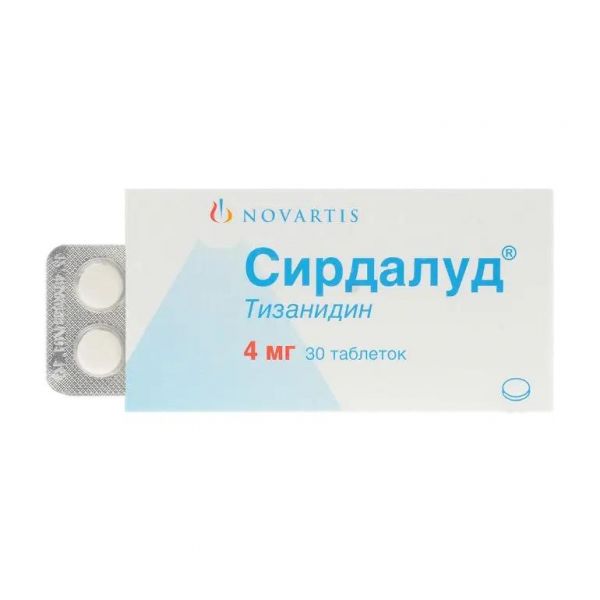 Сирдалуд 4мг таб. №30 по цене от 282.00 руб в Мелеузе, купить Сирдалуд 4мг таб. №30 (Новартис нева ооо_1) в аптеке Фармленд, инструкция по применению, отзывы