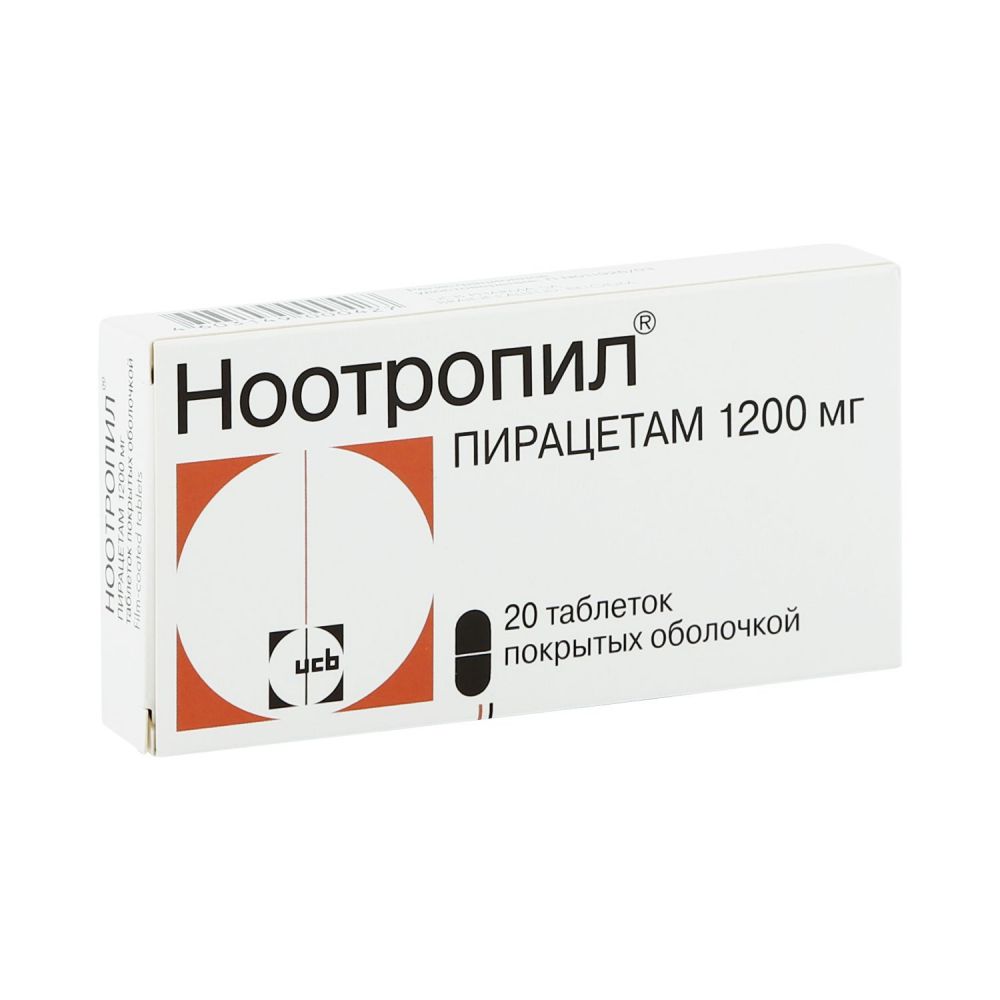 Ноотропил 1200мг таб.п/об. №20 по цене от 160.58 руб в Нижнем Тагиле, купить  Ноотропил 1200мг таб.п/об. №20 (Ucb pharma s.a._2) в аптеке Фармленд,  инструкция по применению, отзывы