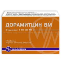 Дорамитцин вм 3млн. ме таб.п/об.пл. №10 (УОРЛД МЕДИЦИН)