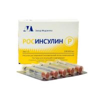 Росинсулин р 100ед/мл 3мл р-р д/ин.п/к. №5 картридж (МЕДСИНТЕЗ)