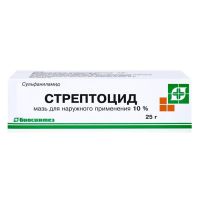 Стрептоцид 10% 25г мазь д/пр.наружн. №1 уп. (БИОСИНТЕЗ)