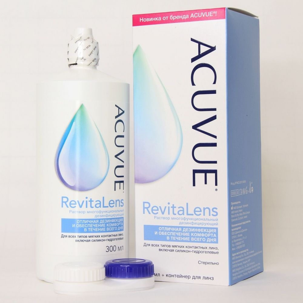 Раствор для линз acuvue revitalens 300мл №1 фл. +контейнер (Amo_ireland) -  цены в Уфе, купить Раствор для линз acuvue revitalens 300мл №1 фл.  +контейнер в аптеке Фармленд, инструкция по применению, отзывы