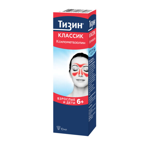 Тизин классик 0,1% 10мл спрей наз.доз. №1 фл. (Delpharm orleans)