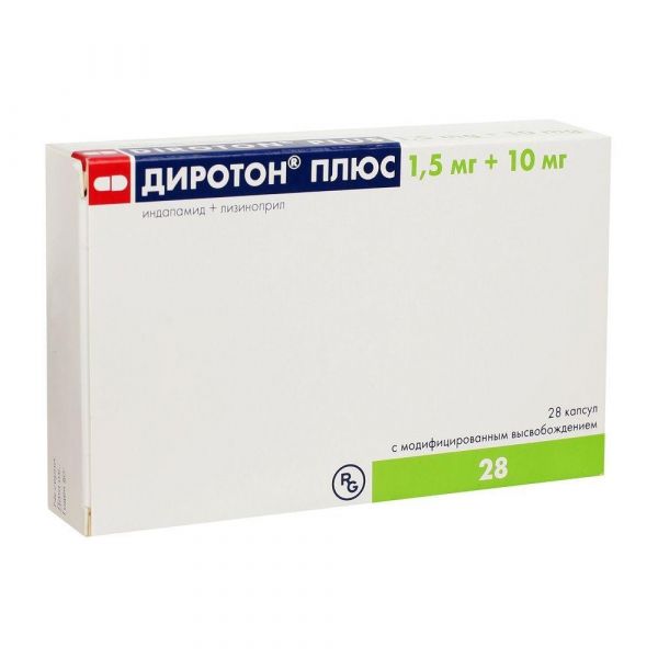 Диротон плюс 1,5мг+10мг капс.модиф.высв. №28 (Gedeon richter plc./ гедеон рихтер-рус ао_2)
