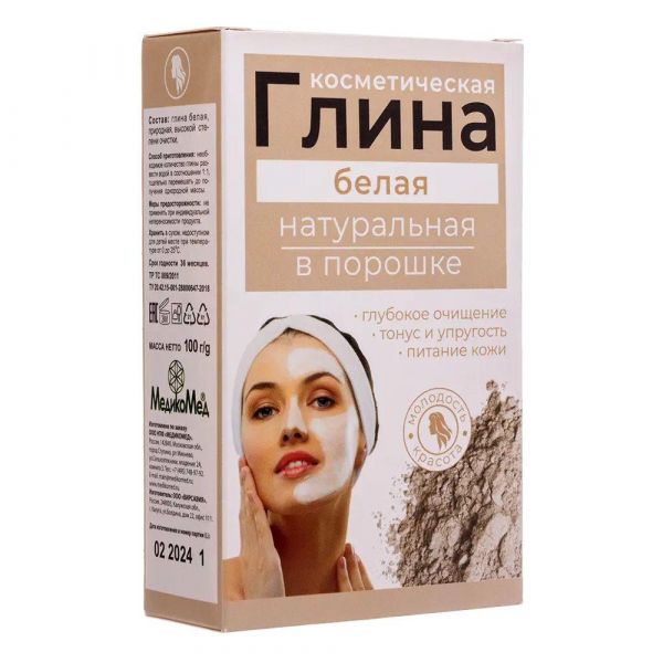 Глина белая 100г косметич. (Медикомед нпф ооо)