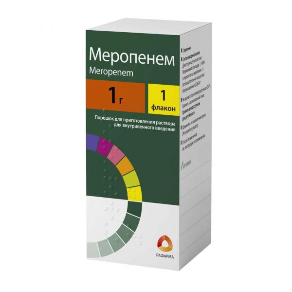 Меропенем 1г пор.д/р-ра д/ин.в/в. №1 фл. (Рафарма ао)