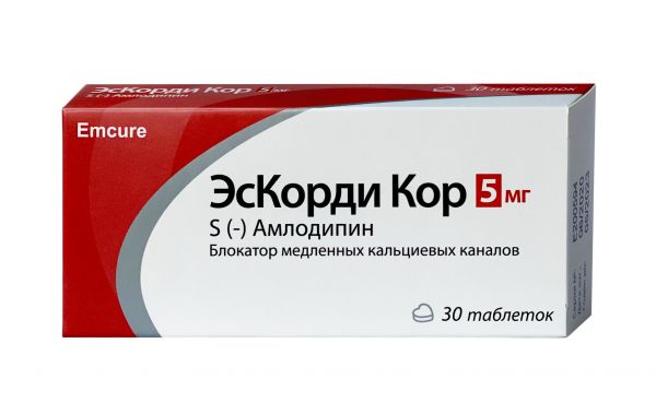 Эскорди кор 5мг таблетки №30 (Emcure pharmaceuticals ltd.)