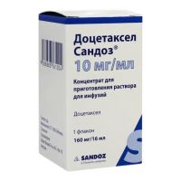Доцетаксел 10мг/мл 16мл конц-т д/р-ра д/инф. №1 фл. (САНДОЗ)