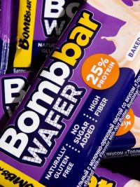 Бомббар батончик вафельный 32г с мол.-орех.пастой вкус топл.мол. (БОМББАР)