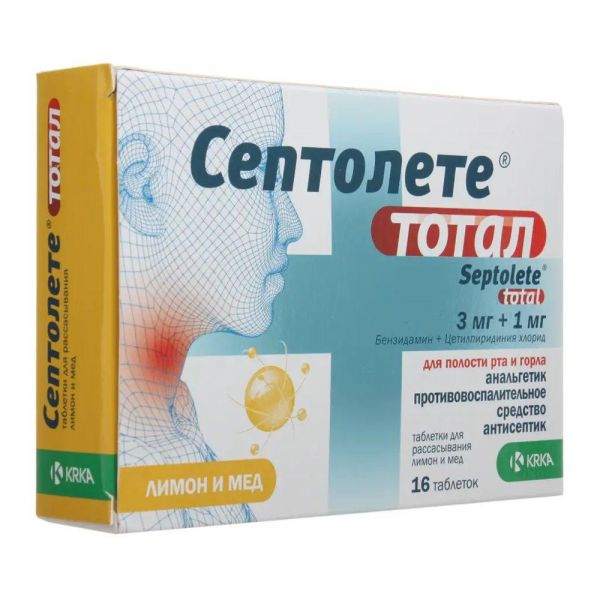 Септолете тотал 3мг+1мг таб.д/рассас. №16 лимон и мед (Krka d.d._2)
