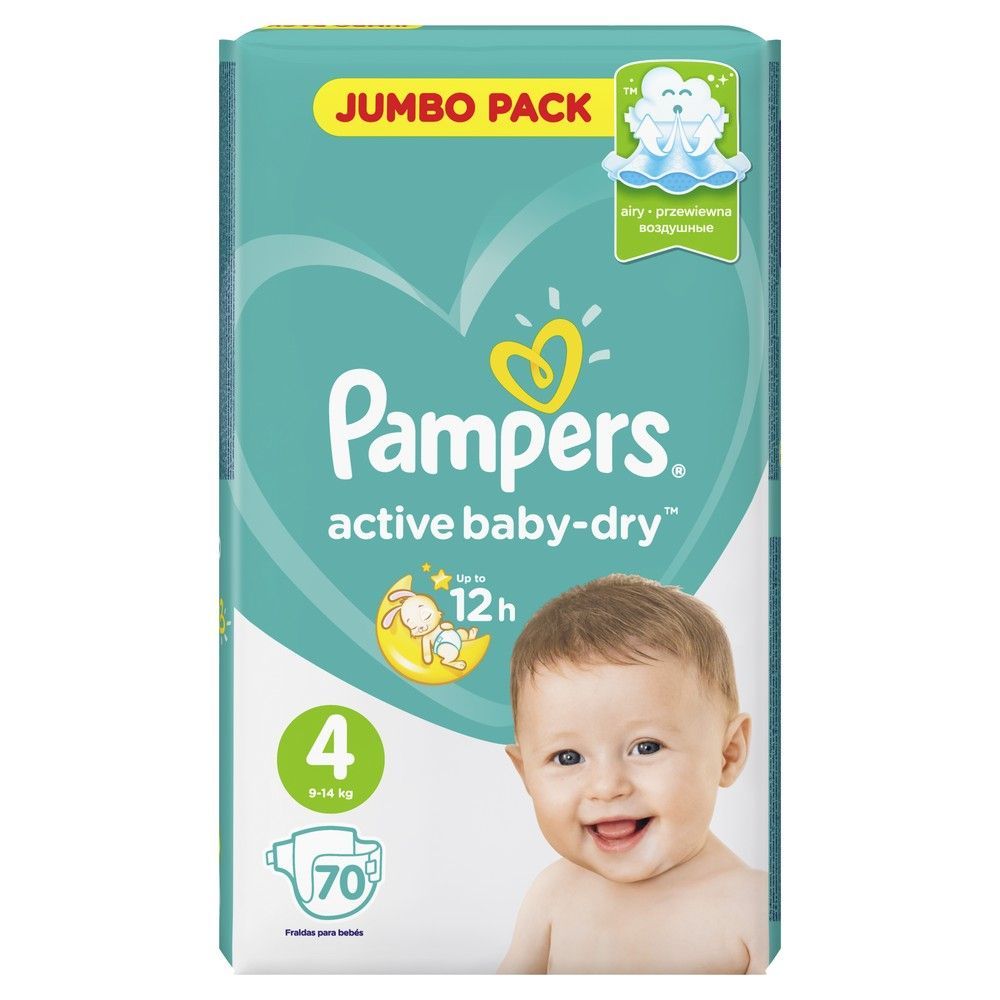 Pampers (Памперс) подгузники active baby-dry 4 № 70 макси 7-14кг (Проктер  энд гэмбл-новомосковск ооо) - цены в Оренбурге, купить Pampers (Памперс)  подгузники active baby-dry 4 № 70 макси 7-14кг в аптеке Фармленд,