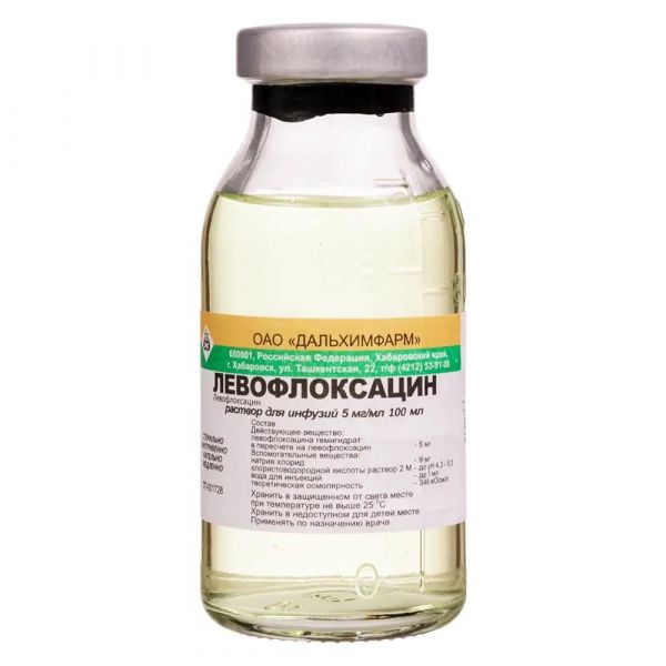 Левофлоксацин 5мг/мл 100мл р-р д/инф. №1 фл. (Дальхимфарм оао)