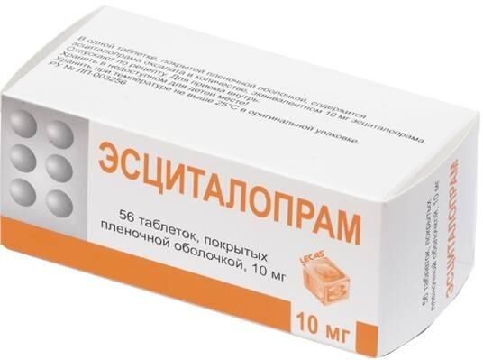 Эсциталопрам 10мг таб.п/об.пл. №56 (Березовский фармацевтический завод зао)