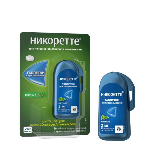 Никоретте 2мг таб.д/рассас. №20 мятные (Mcneil ab)