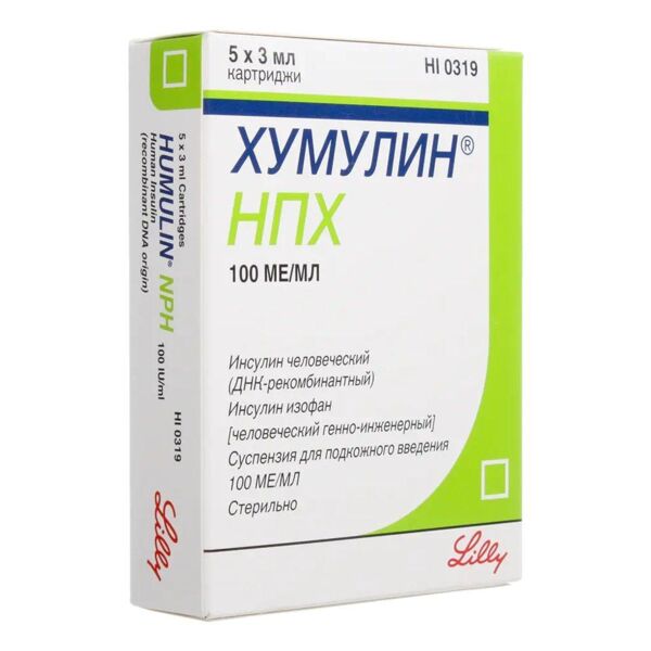 Хумулин нпх 100ме/мл 3мл сусп.д/ин.п/к. №5 картридж (Lilly france s.a.s.)