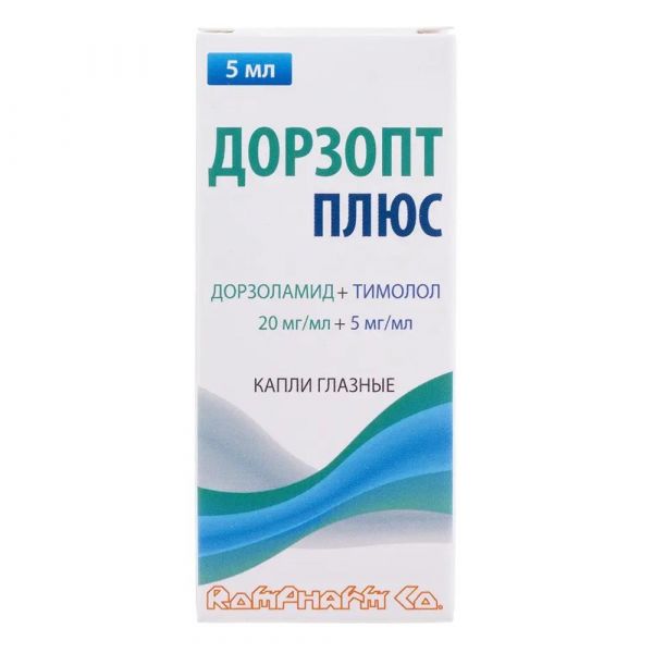 Дорзопт плюс 20мг+5мг/мл 5мл капли глазн. №1 фл.-кап. (Rompharm company c.o. s.r.l.)