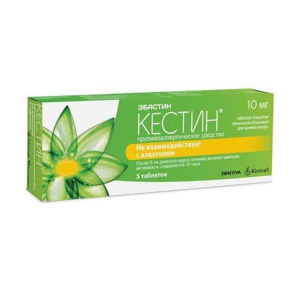 Кестин 10мг таб.п/об. №5 (Almirall prodespharma industrias farmaceuticas s.l.)