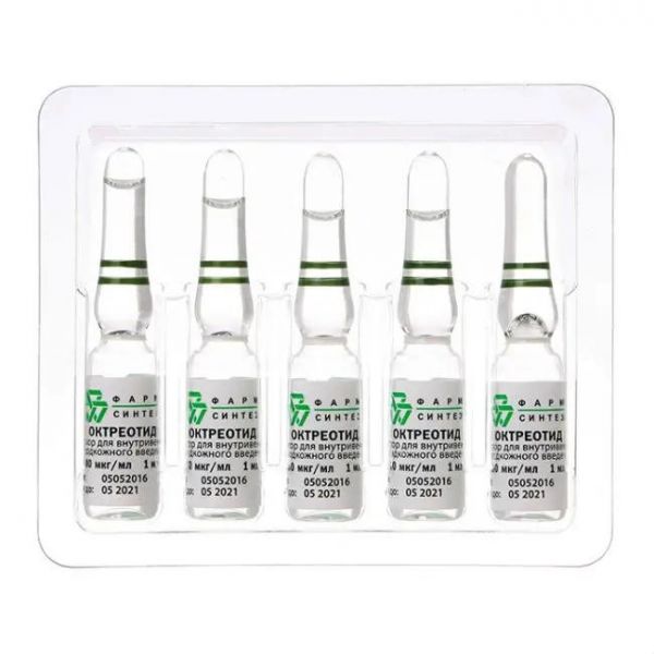Октреотид 100мкг/мл 1мл р-р д/ин.в/в.,п/к. №10 амп. (Фарм-синтез зао/ деко компания ооо)