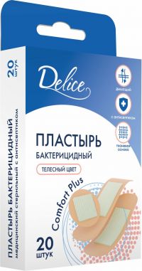 Delice (делис) лейкопластырь комфорт плюс №20 набор ткан.осн. (CHANGZHOU HUALIAN HEALTH DRESSING CO.)