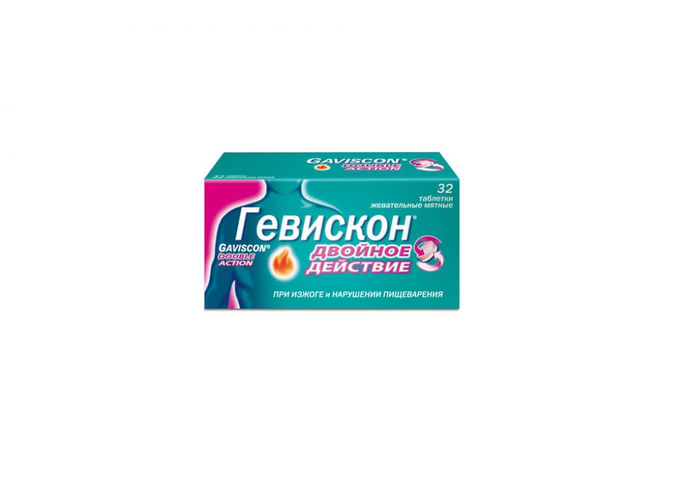Гевискон Двойное Действие Таблетки Жевательные №32 Мята (Reckitt.