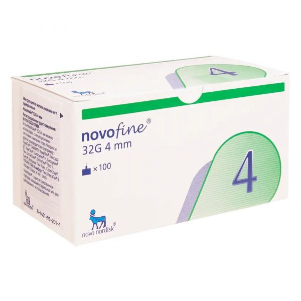 Игла д/шприц-ручки новофайн №100 шт.  0,25*4мм 32g универсальная (Novo nordisk a/s)