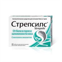 Стрепсилс таблетки для рассасывания №24 ментол эвкалипт (RECKITT BENCKISER HEALTHCARE LIMITED)
