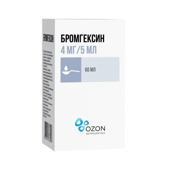 Бромгексин 4мг/ 5мл 60мл р-р д/пр.внутр. №1 фл. (Озон ооо)