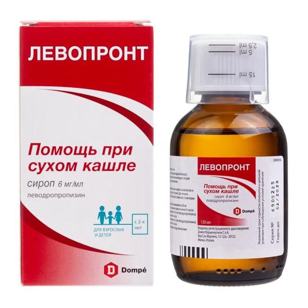 Левопронт 6мг/мл 120мл сироп фл. (Dompe farmaceutici s.p.a.)
