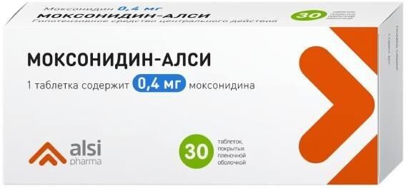 Моксонидин 0,4мг таб.п/об.пл. №30 (Алси фарма ао)