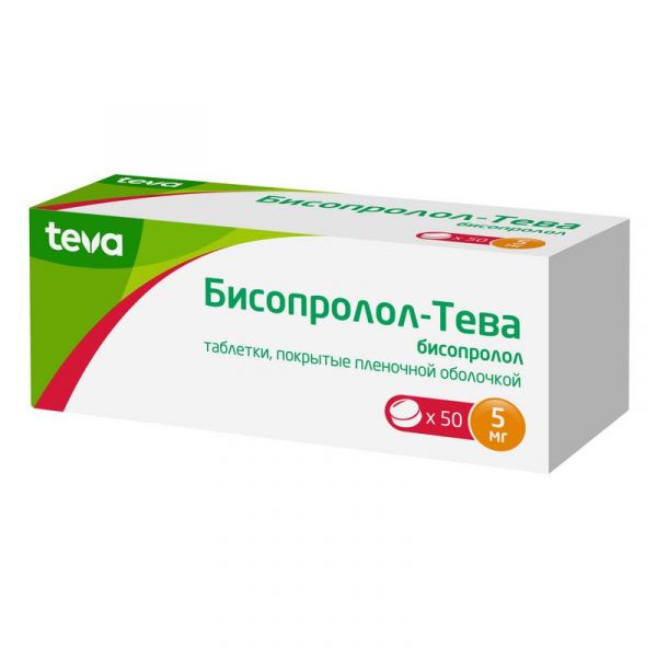 Бисопролол-тева 5мг таб.п/об.пл. №50 по цене от 191.42 руб в Мраково, купить Бисопролол-тева 5мг таб.п/об.пл. №50 (Р-фарм новоселки ооо) в аптеке Фармленд, инструкция по применению, отзывы