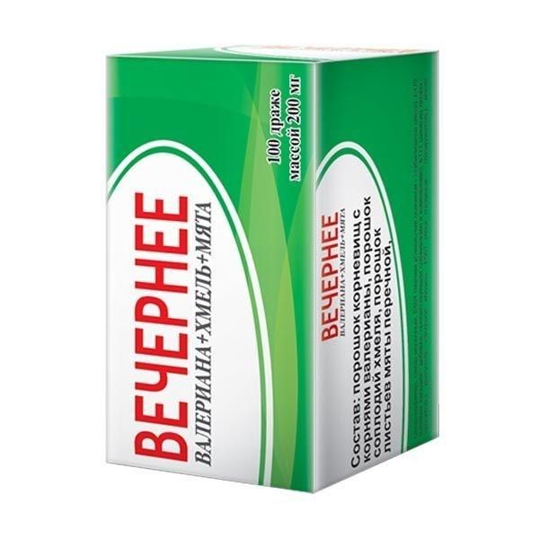 Вечернее валериана+хмель+мята драже №100 (Парафарм ооо)