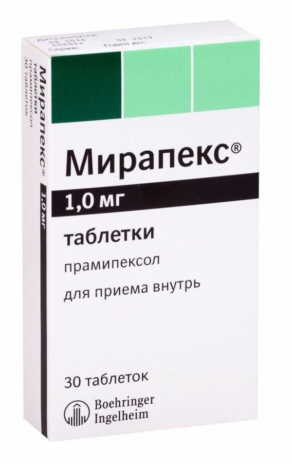 Мирапекс 1мг таб. №30 (Boehringer ingelheim pharma gmbh)