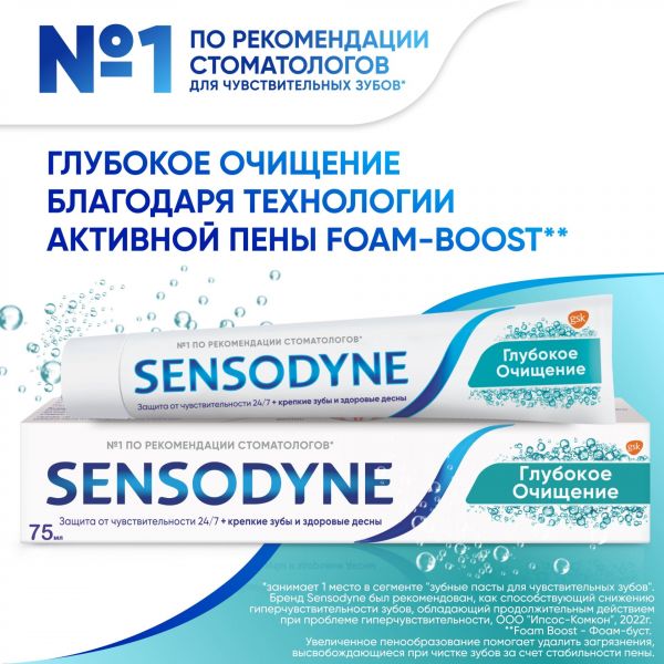 Sensodyne (Сенсодин) зубная паста глубокое очищение 75г (De miclen as)