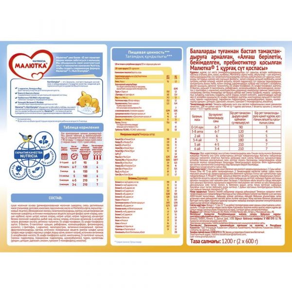 Малютка молочная смесь 1 1200г 0-6 мес. (Истра-нутриция детское питание ао)