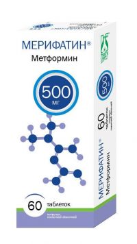 Мерифатин (метформин) 500мг таб.п/об.пл. №60 (ФАРМАСИНТЕЗ АО)