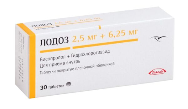 Лодоз 2,5мг+6,25мг таб.п/об.пл. №30 (Merck kgaa)