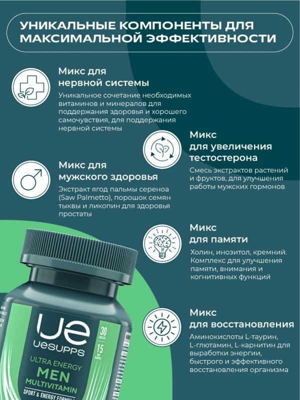Уесаппс ультра энерджи мен мультивитамин формула таб. №30 (Ultra energy supplements trading llc)