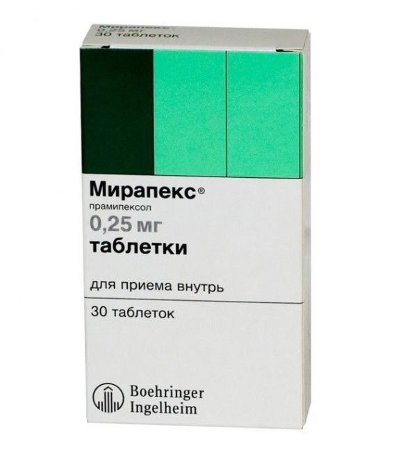 Мирапекс 0.25мг таблетки №30 (Boehringer ingelheim pharma gmbh)