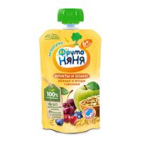 Фрутоняня пюре 130г гуала-пак  яблоко ягоды овсянка (ПРОГРЕСС ОАО)