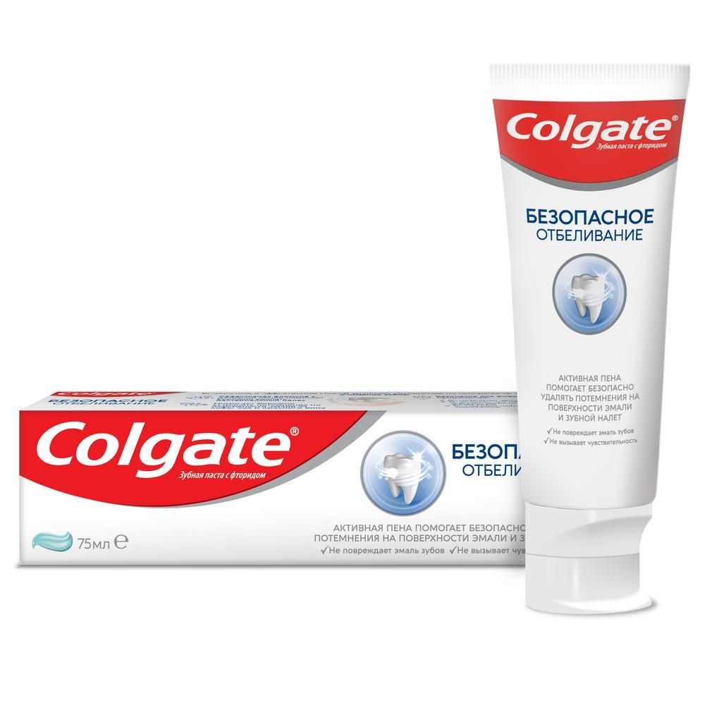 Colgate (Колгейт) зубная паста безопасное отбеливание 75мл  (Colgate-palmolive [guangzhou] co. ltd.) - цены в Патрушева, купить Colgate  (Колгейт) зубная паста безопасное отбеливание 75мл в аптеке Фармленд,  инструкция по применению, отзывы