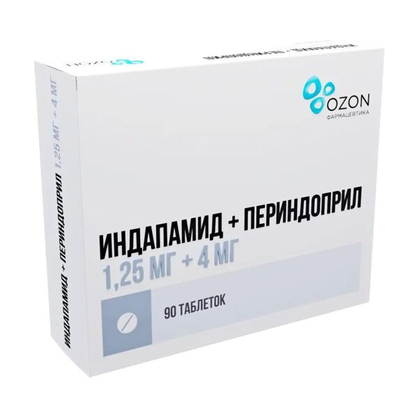 Индапамид+периндоприл 1,25мг+4мг таб. №90 (Озон ооо)