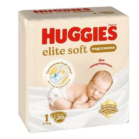 Huggies (хаггис) подгузники elite soft №20 р.1 3-5кг (Кимберли-кларк ооо)