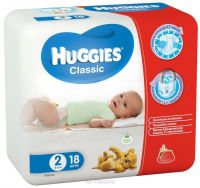 Huggies (Хаггис) подгузники classic №18 р.2 3-6кг (КИМБЕРЛИ КЛАРК)