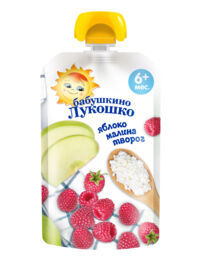 Бабушкино лукошко пюре 90г гуала-пак  творог яблоко малина (ФАУСТОВО)